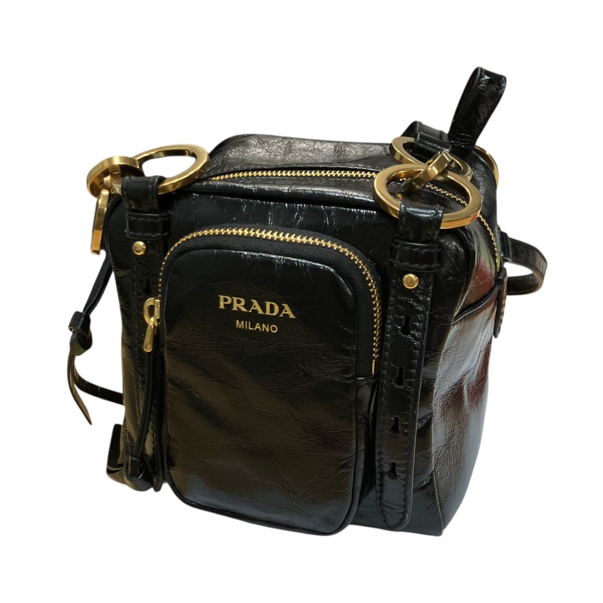 【中古】PRADA トップハンドルレザーダングルミニバッグ 黒いこと 大きさ：- 【310326】（プラダ）