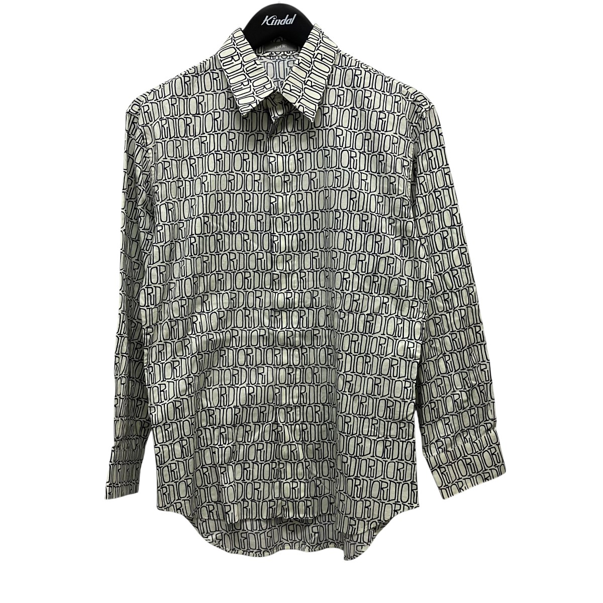 【中古】DIOR×Shawn Stussy総柄シャツ 013C502A4933 ホワイト×ネイビー サイズ:37【価格見直し】|ブランド古着のカインドオル