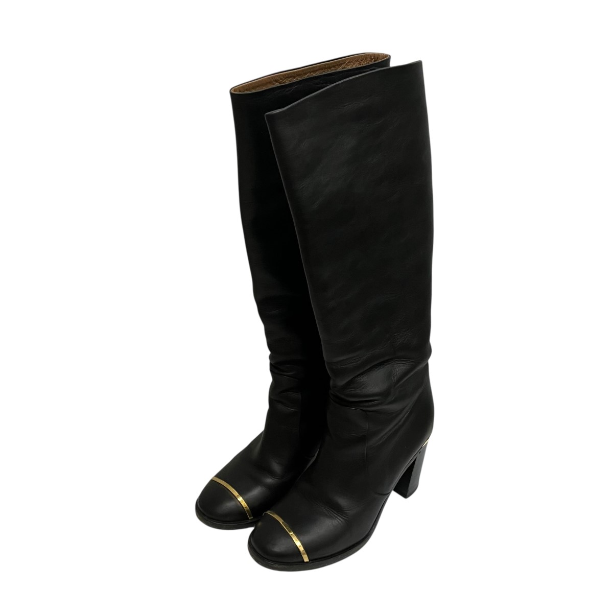 【中古】 CHANEL　 ロングブーツ ブラック サイズ：37 1/2 【310326】（シャネル）