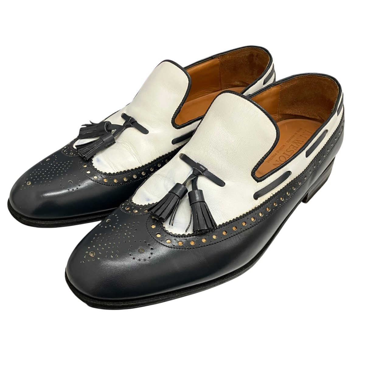 【中古】 J．M．WESTON　 ウィングチップタッセルローファー ネイビー×ホワイト サイズ：7 【310326】（ジェイエムウェストン）