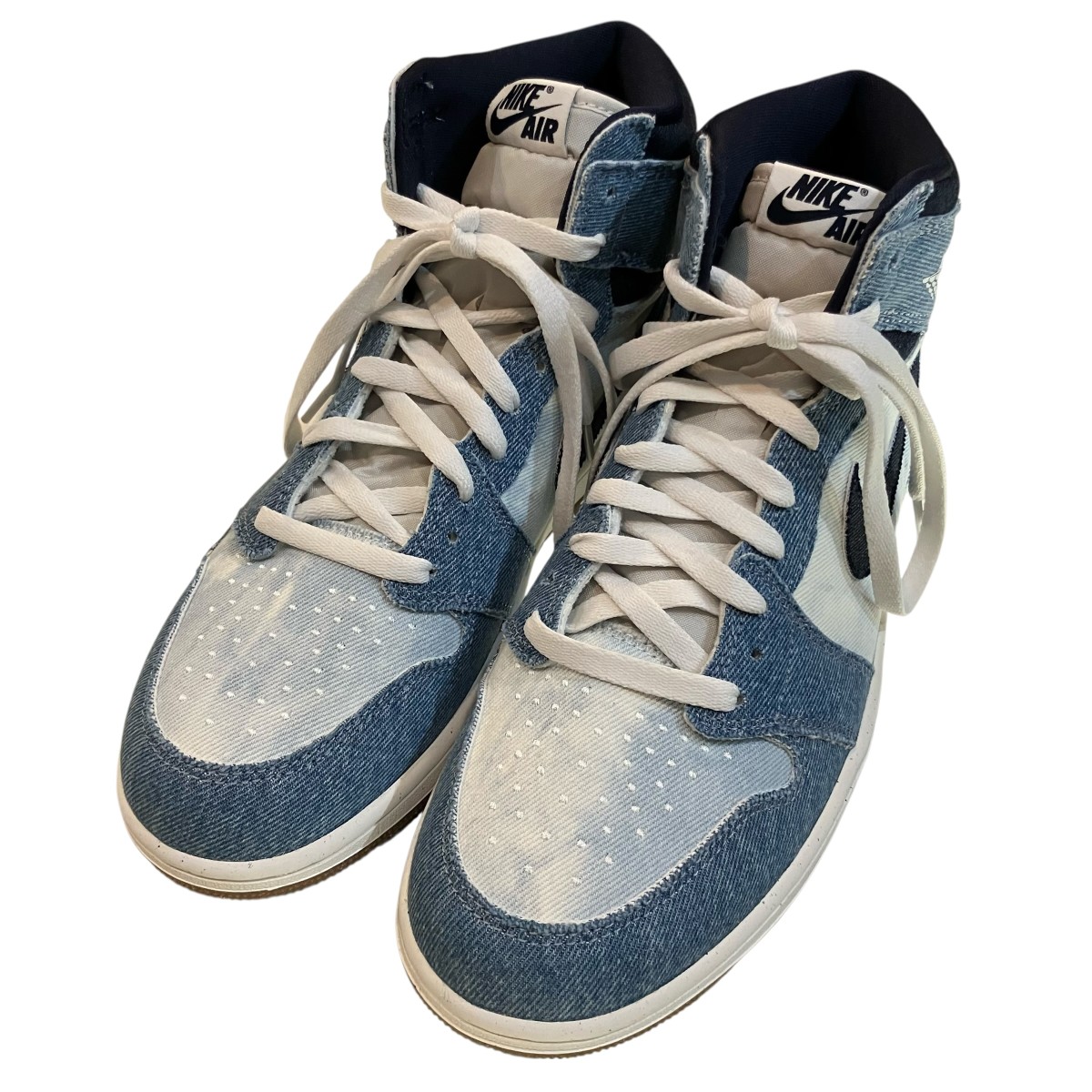 【中古】 NIKE　 「AIR 1 RETRO HIGH OG Denim」 ハイカットスニーカー FQ2947 100 サミットホワイト×オブシディアン サイズ：27CM 【010426】（ナイキ）
