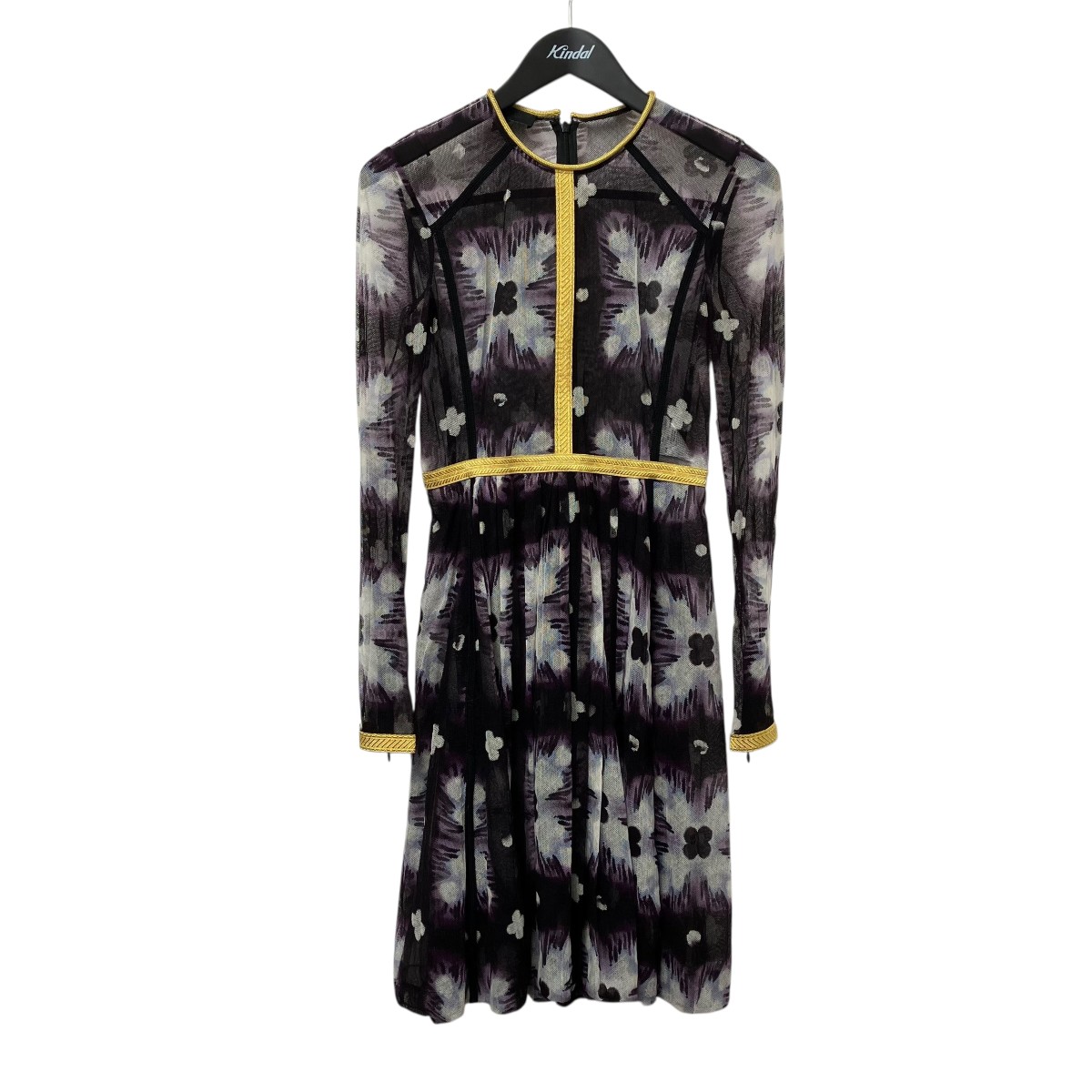 【中古】 BURBERRY　 長袖ワンピース ブラック×パープル サイズ：40 【010426】（バーバリー）