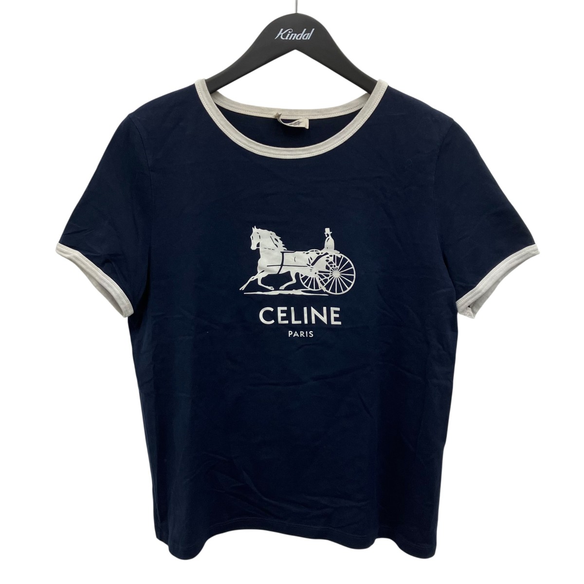 【中古】 CELINE　 リンガーTシャツ ネイビー サイズ：XL 【010426】（セリーヌ）