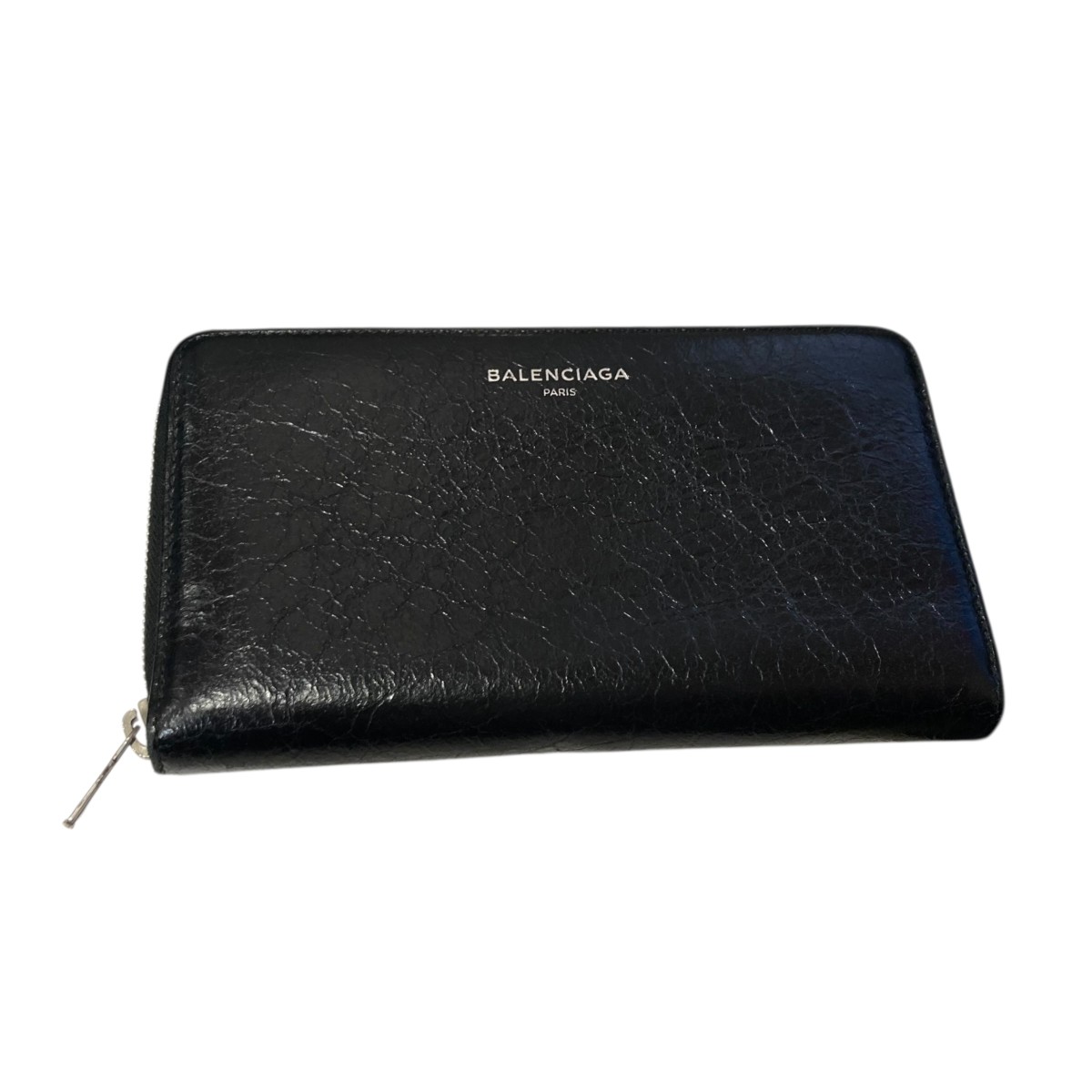 【中古】 BALENCIAGA　 レザーラウンドファスナー財布 519641 ブラック 【010426】（バレンシアガ）