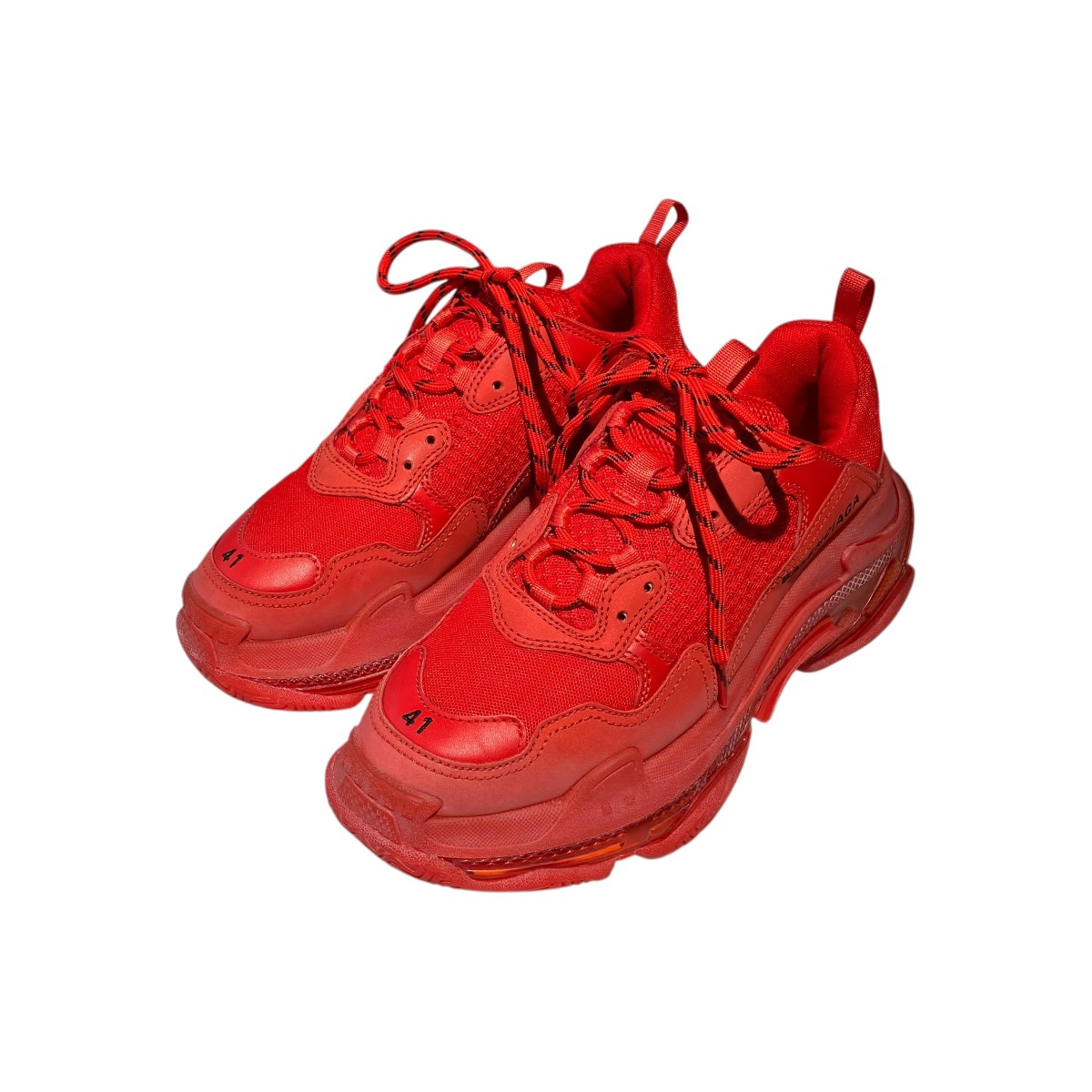 【中古】 BALENCIAGA　 Triple S ローカットスニーカー 541624 レッド サイズ：27 【020426】（バレンシアガ）