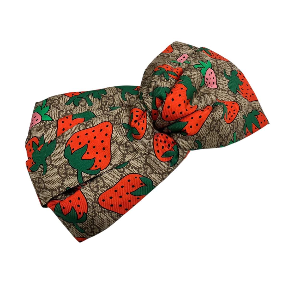 【中古】 GUCCI　 ストロベリープリントGGヘッドバンド ベージュ サイズ：M 【010426】（グッチ）