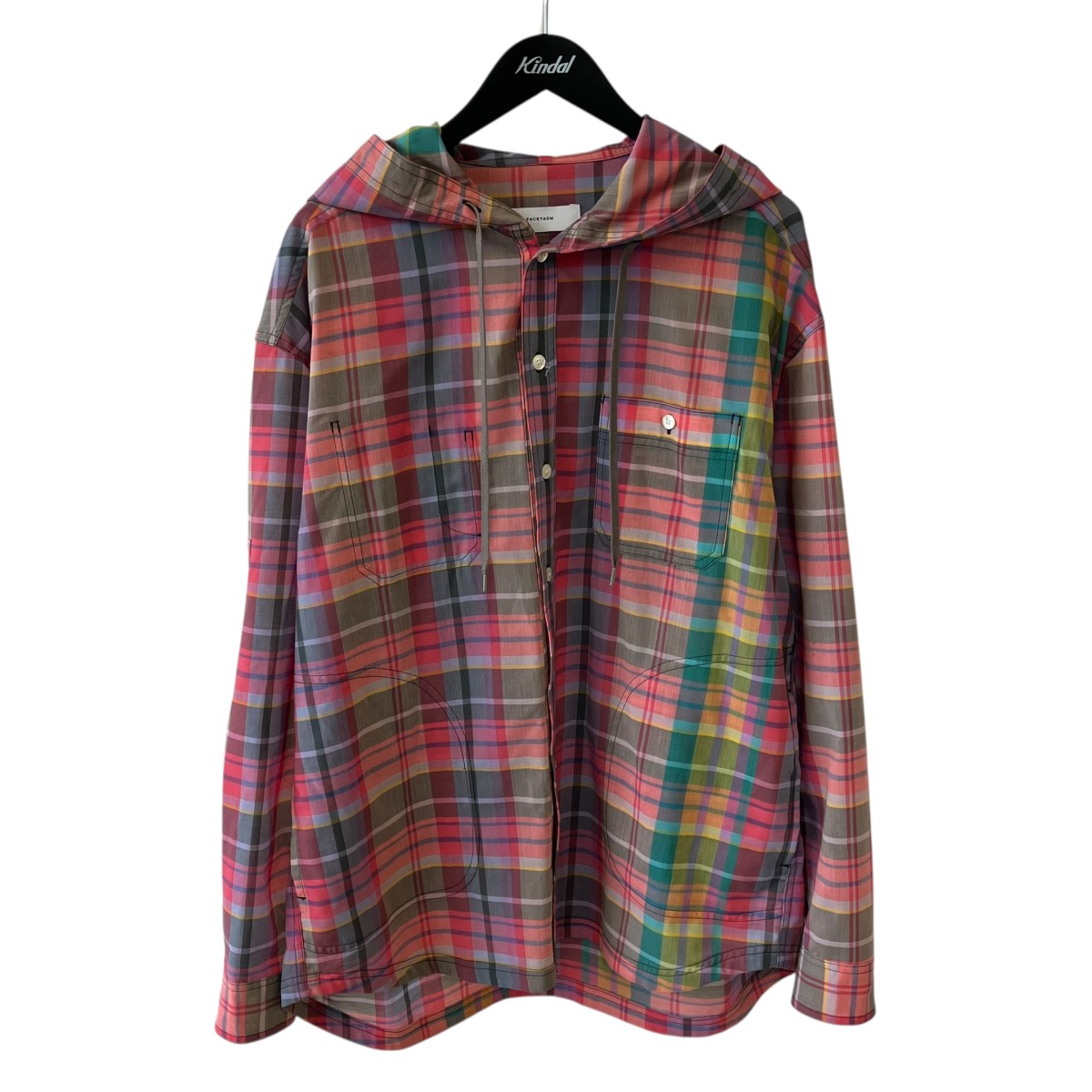 【中古】 FACETASM　 MADRAS CHECK HOODED SHIRT 長袖シャツ NAT-SH-M03 ピンク サイズ：3 【020426】（ファセッタズム）