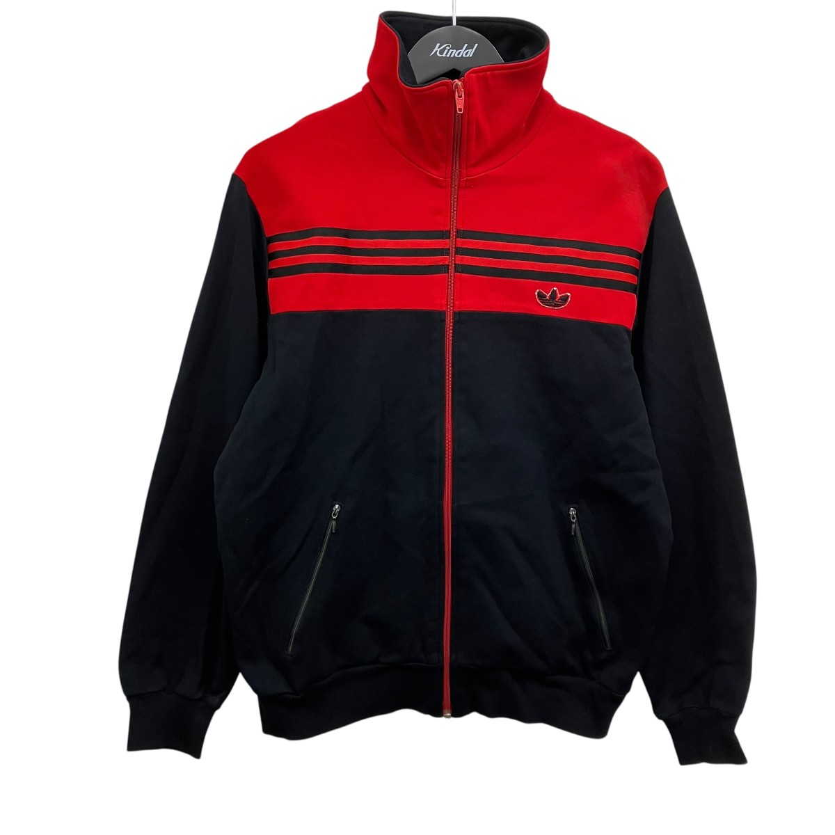 【中古】 adidas　 デサント製 80’s トラックジャケット ブラック×レッド サイズ：5 【020426】（アディダス）