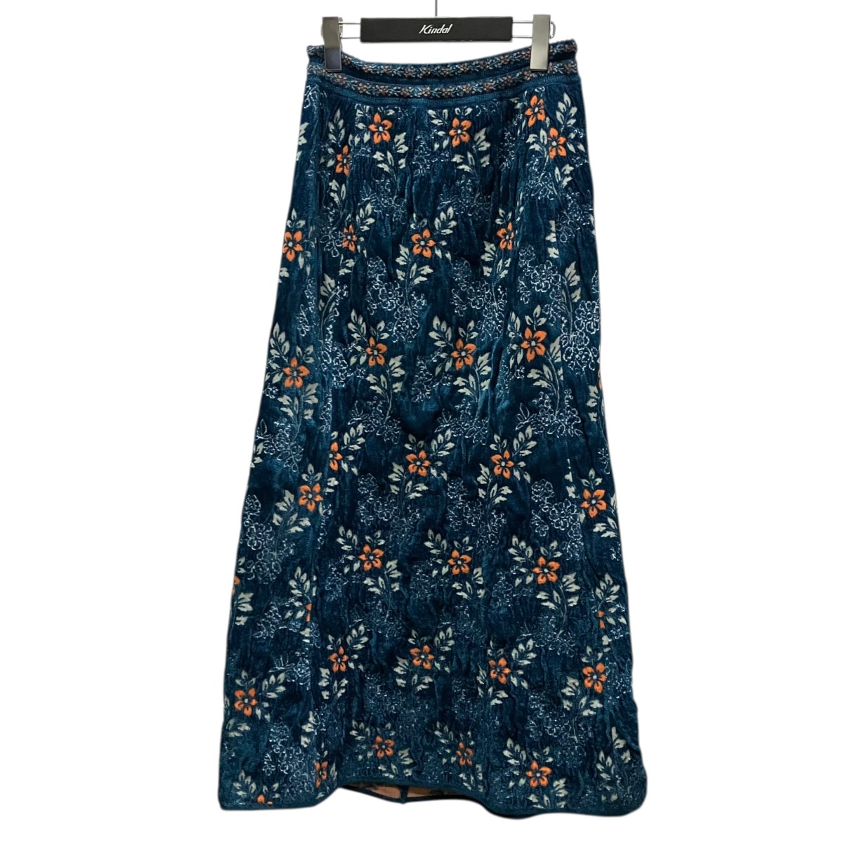 【中古】 mame kurogouchi　 Floral Motif Chenille Knited Skirt 花柄スカート MM25FW-KN064 ブルー サイズ：2 【020426】（マメクロゴウチ）