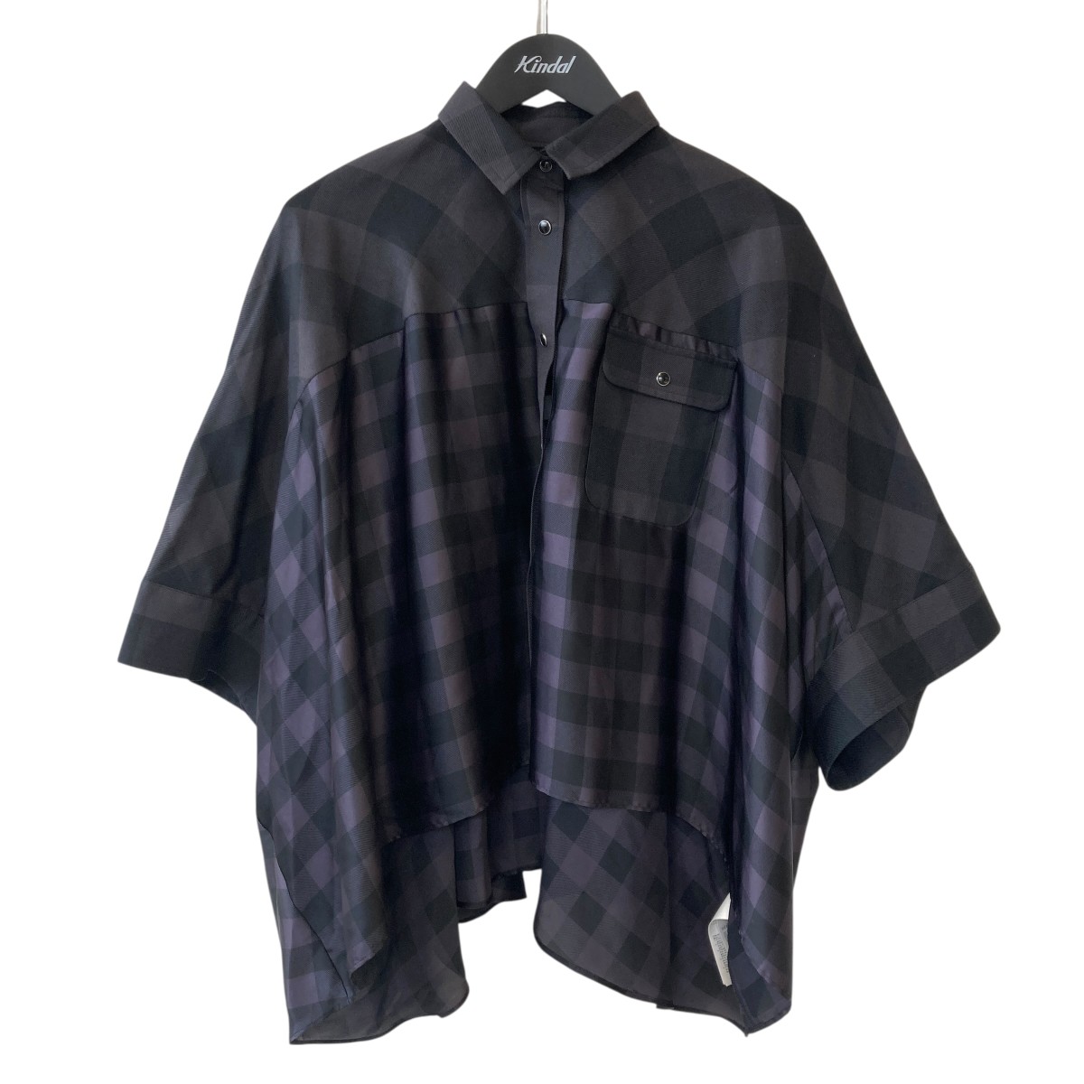 【中古】 sacai　 チェック 半袖シャツ 22-05940 ブラック、グレー サイズ：2 【030426】（サカイ）