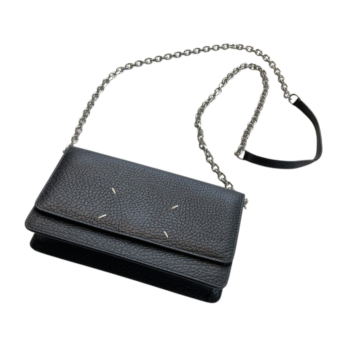 【中古】Maison Margiela グレインレザー チェーン店 ロングウォレット SA3UI0008 黒いこと 【030426】（メゾンマルジェラ）