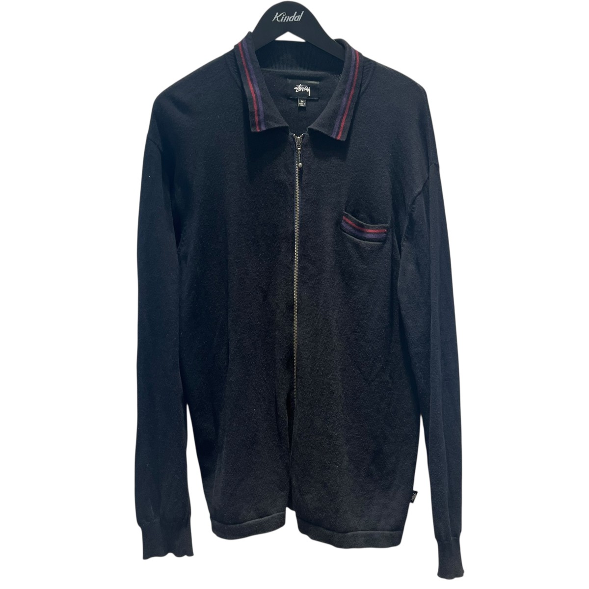 【中古】stussy Perry Zip Polo Knit 編み物ジレー 黒いこと 大きさ：M 【020426】（ステューシー）