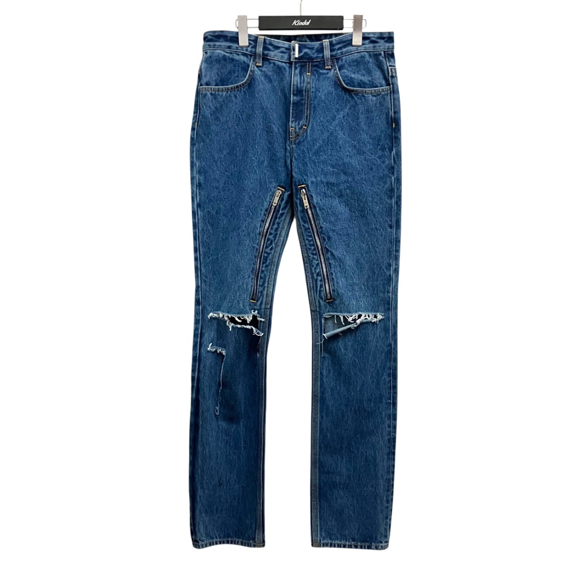 【中古】 GIVENCHY　 23SS ニークラッシュ ジップデザインデニムパンツ BM518L5Y4V ブルー サイズ：29 【030426】（ジバンシィ）