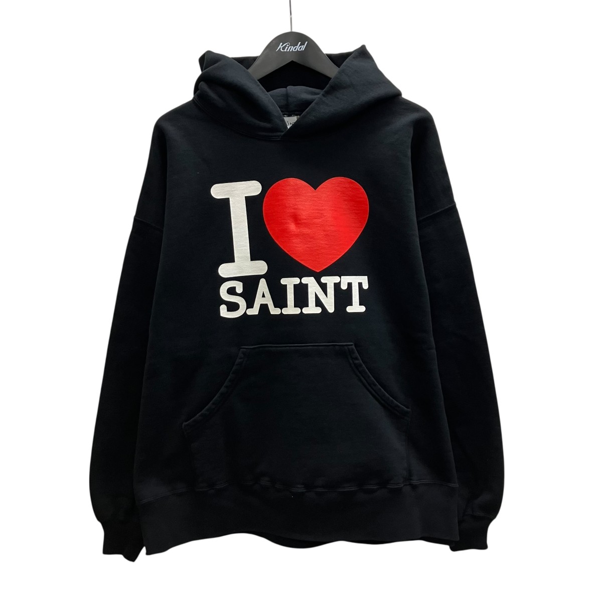 【中古】\u003cBR\u003eSAINT MICHAEL\u003cBR\u003e26SS HOODIE I LOVE SAINT BLACK ティーシャツパーカー 黒いこと×赤いこと 大きさ：XL\u003cBR\u003e【通貨価値思いなおす】