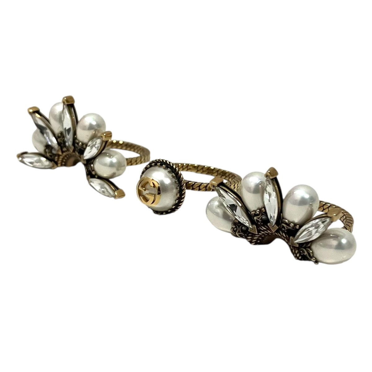 【中古】GUCCI 【インターロッキングG御花】 3連輪っか 白いこと 大きさ：XS 【030426】（グッチ）
