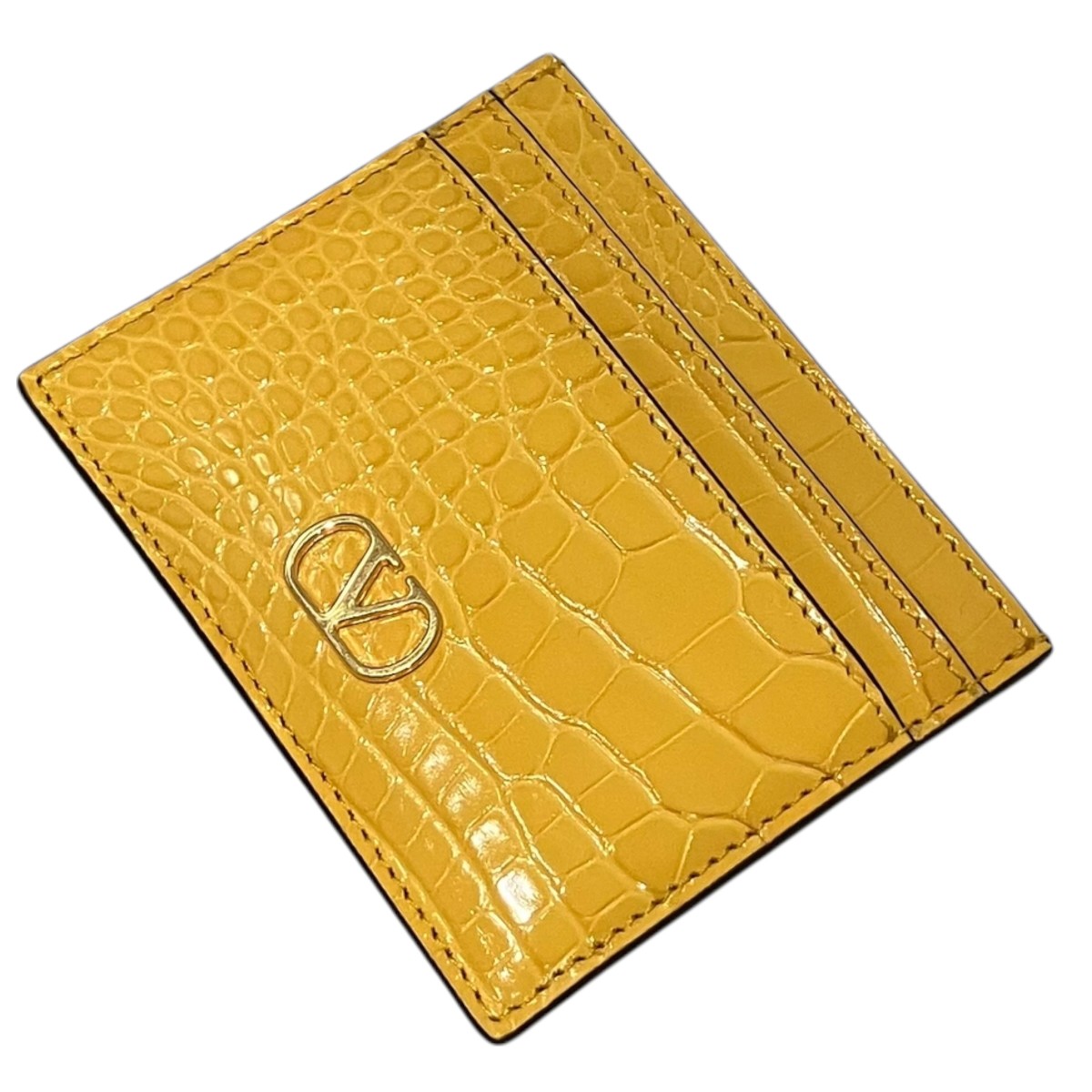 【中古】VALENTINO クロコカードケース 6W0P0AJ7WEU 黄色 【030426】（ヴァレンチノ）