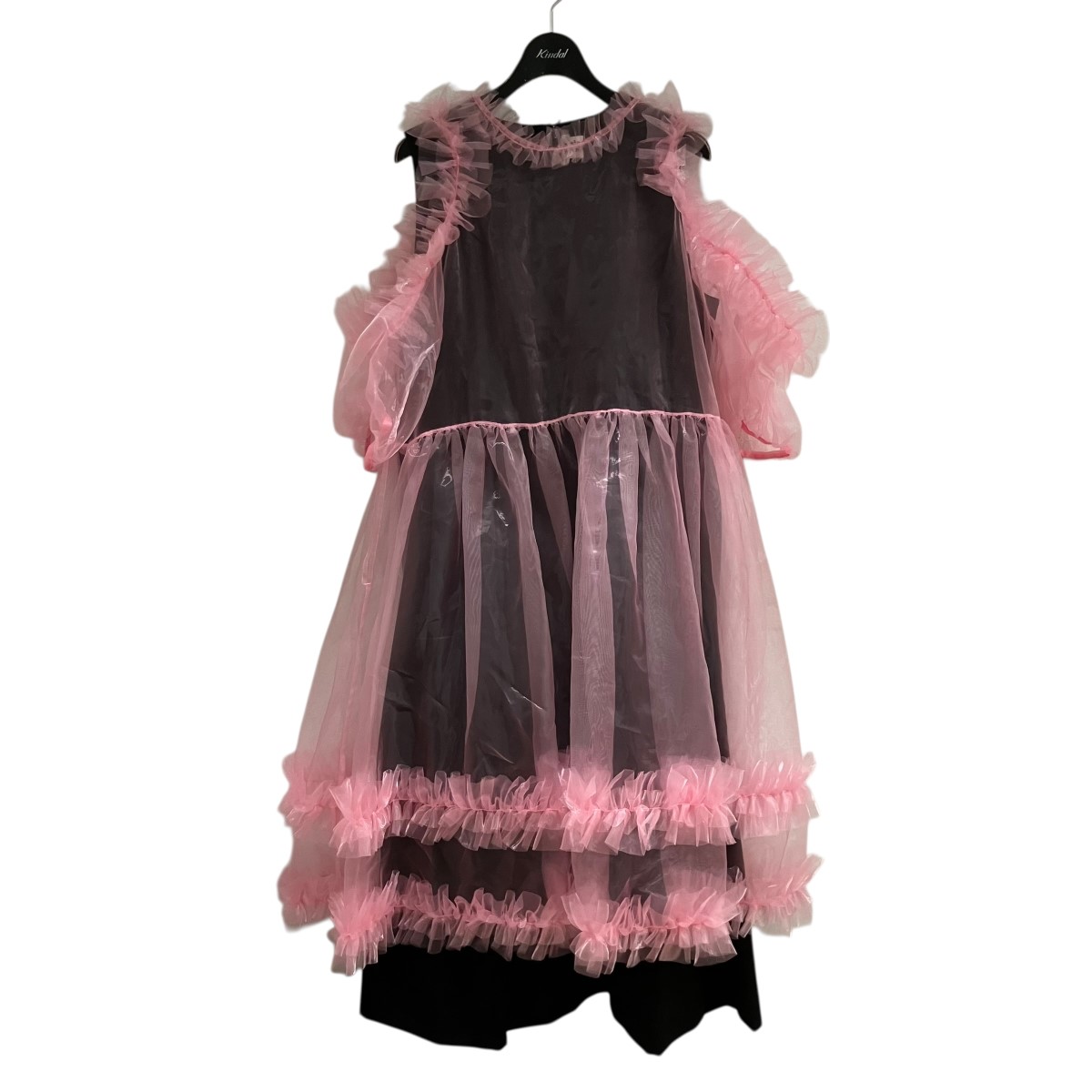 【中古】 noir kei ninomiya　 チュールドッキングノースリーブツインワンピース ブラック×ピンク サイズ：S 【030426】（ノワールケイニノミヤ）