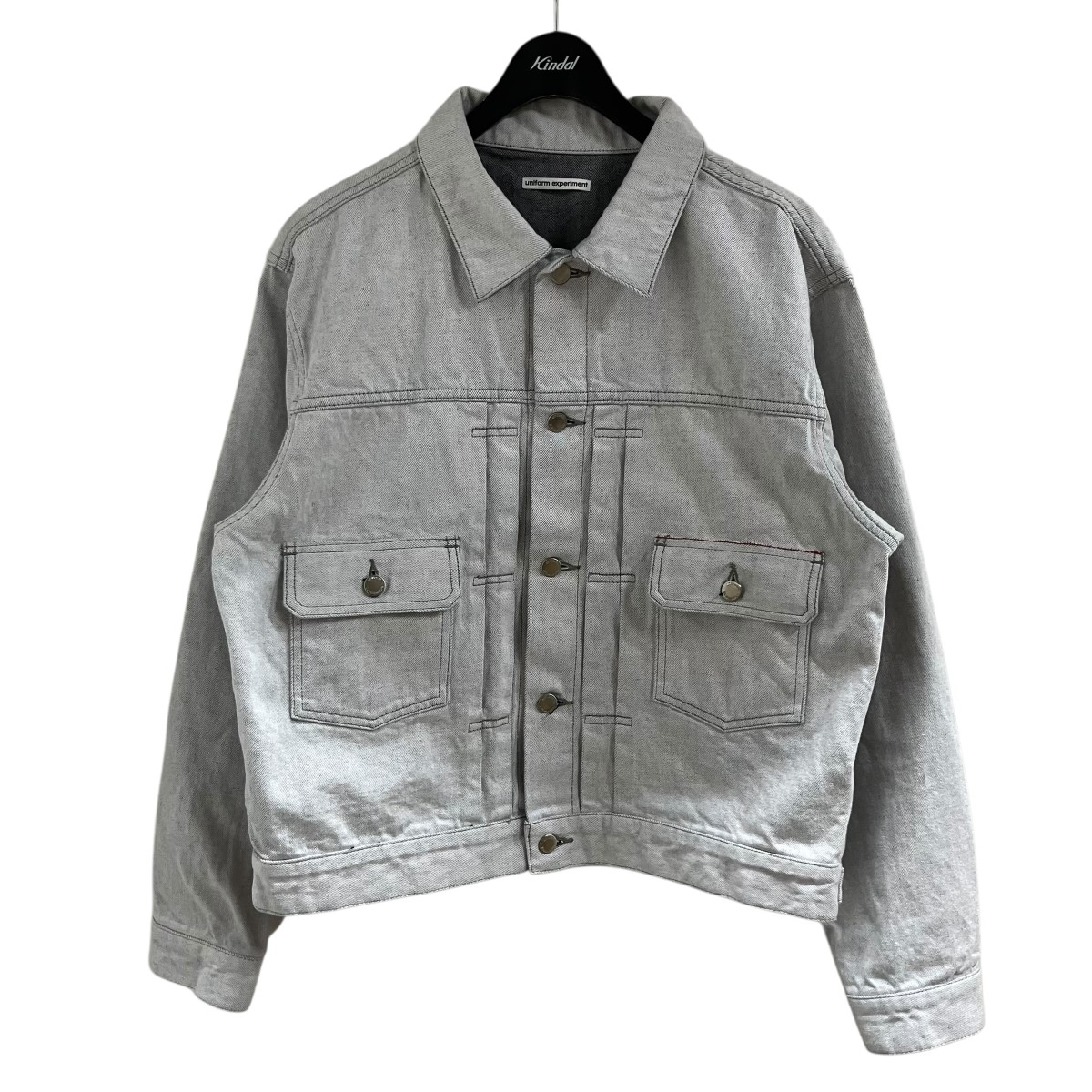 【中古】 uniform experiment　 デニムトラッカージャケット ライトグレー サイズ：3 【030426】（ユニフォームエクスペリメント）