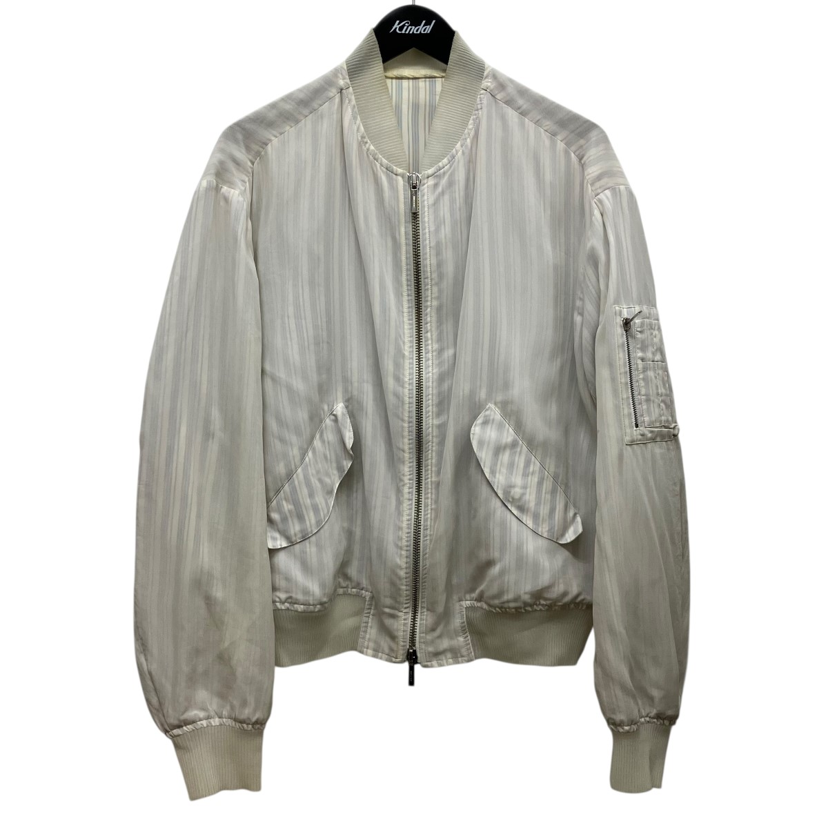 【中古】 Dior Homme　 ストライプシルクシアーブルゾン 923C401C4438 ホワイト サイズ：50 【030426】（ディオールオム）