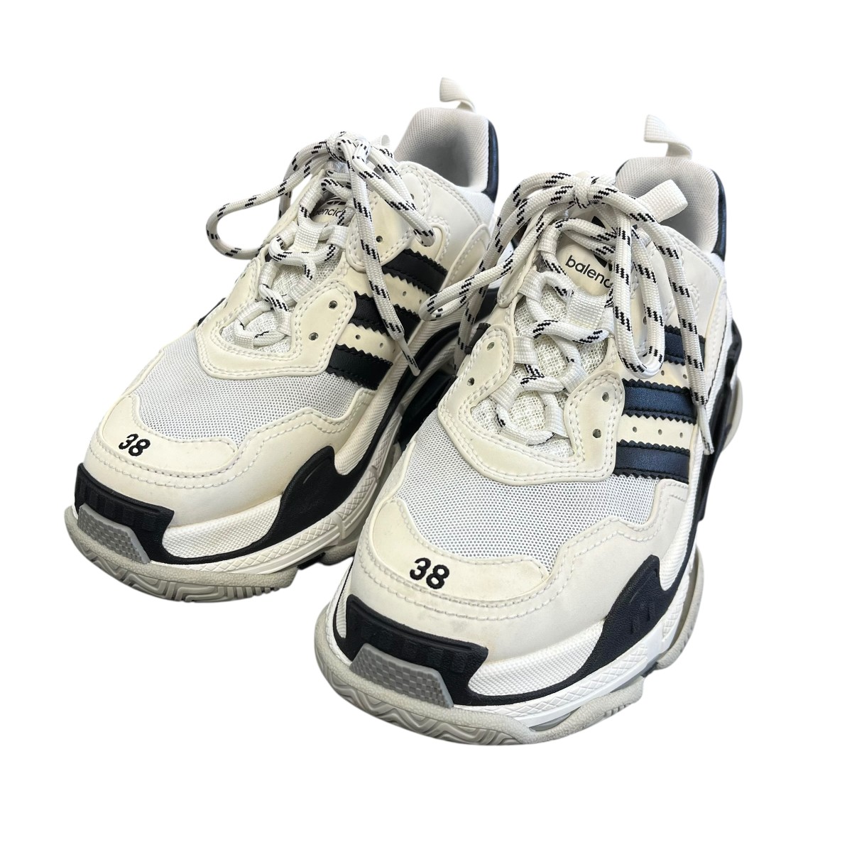 【中古】\u003cBR\u003eBALENCIAGA×adidas\u003cBR\u003eTRIPLE S ローカットスニーカー 712764 白いこと 大きさ：25糎\u003cBR\u003e【通貨価値思いなおす】