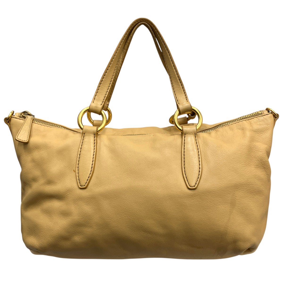 【中古】 MIU MIU　 レザーハンドバッグ ベージュ 【040426】（ミュウミュウ）
