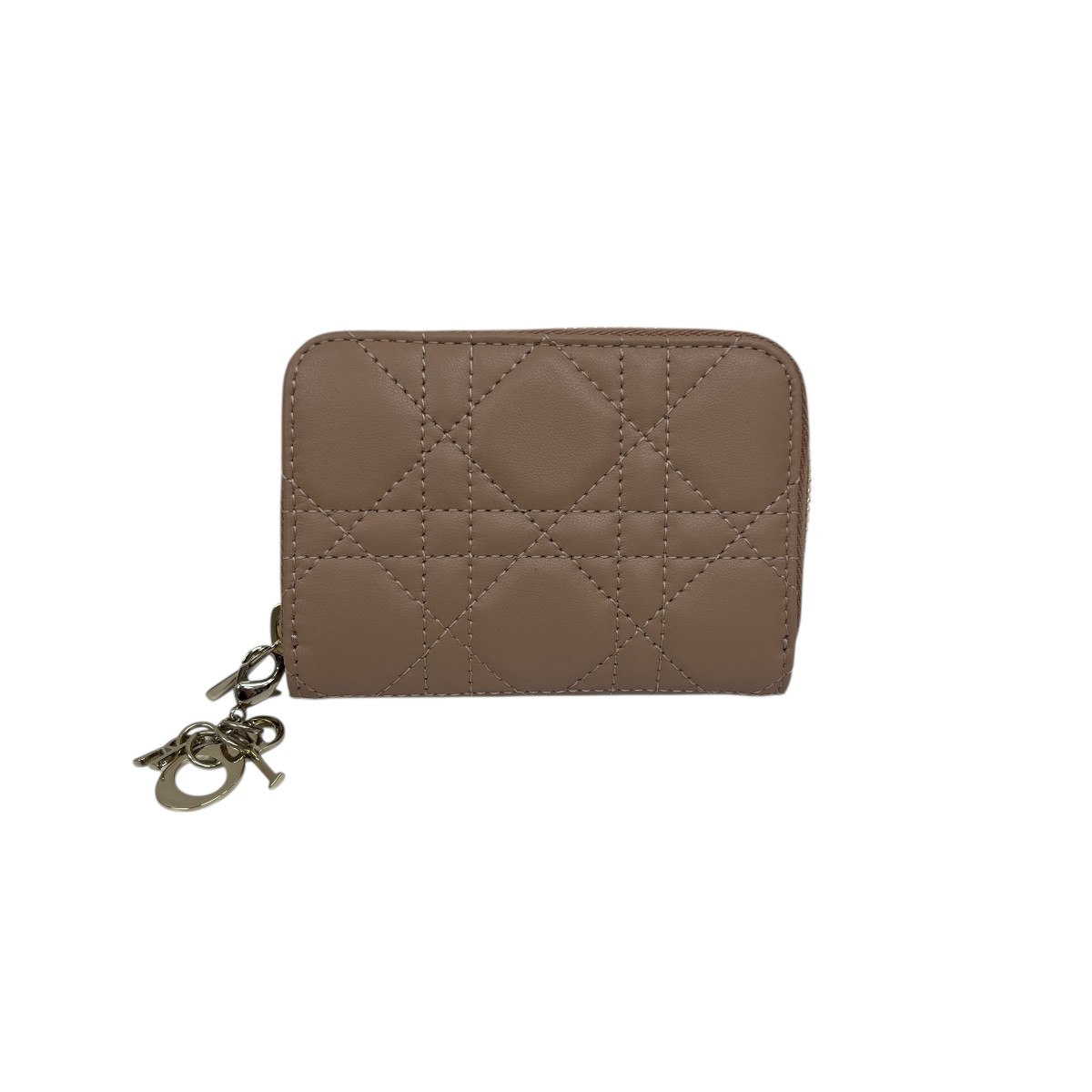 【中古】Christian Dior ラウンドジッパー紙入れ サクラ色 【040426】（ディオール）