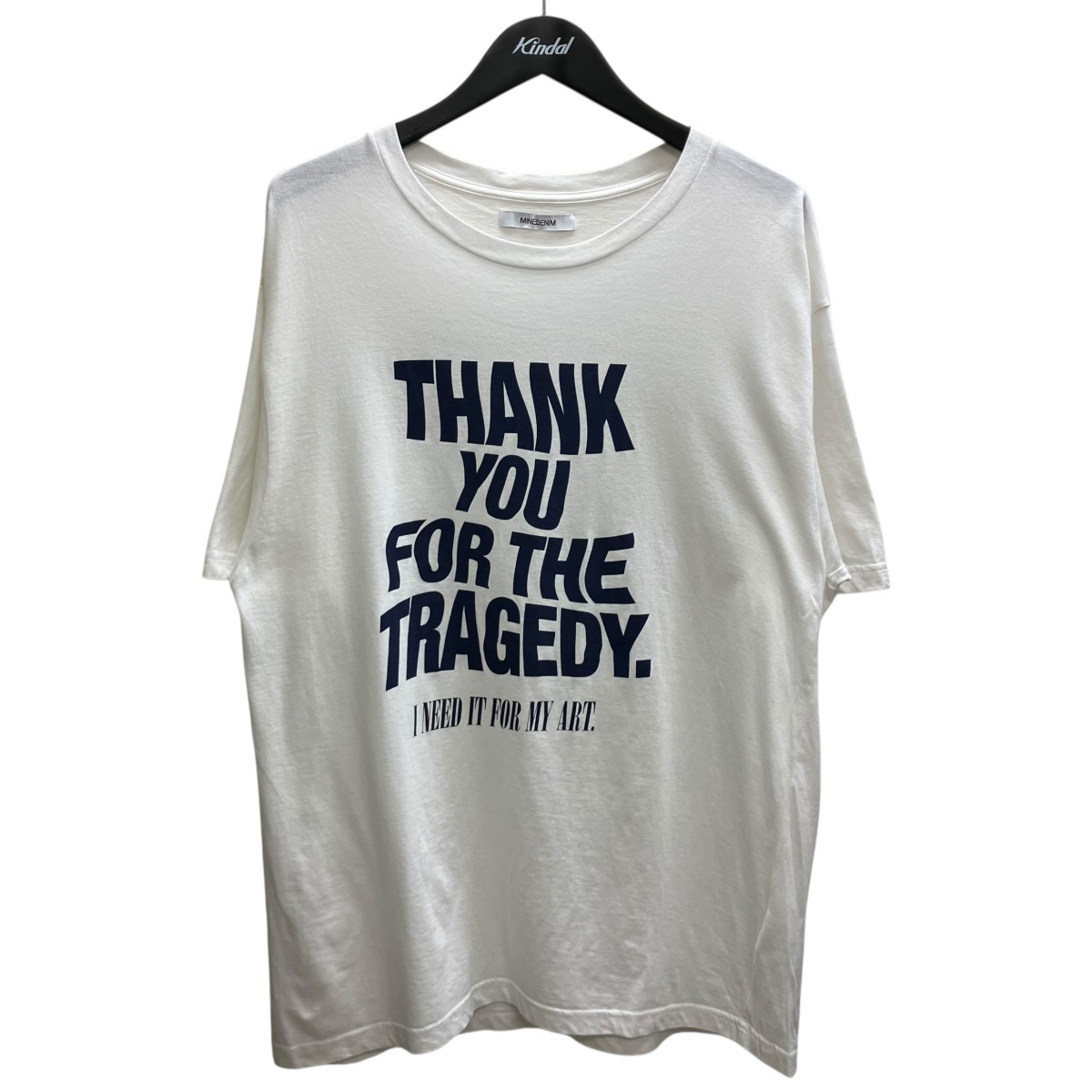 【中古】 MINEDENIM　 THANK YOU FOR THE TRAGEDY T-SH プリントTシャツ ホワイト サイズ：L 【040426】（マインデニム）