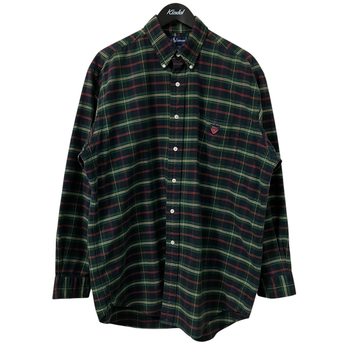 【中古】\u003cBR\u003eRALPH LAUREN\u003cBR\u003eオーバーサイズチェックシャツ The Big Shirt 緑であること 大きさ：M\u003cBR\u003e【通貨価値思いなおす】