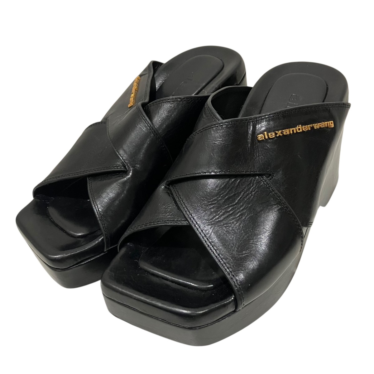 【中古】<br>ALEXANDER WANG<br>【Float Criss-cross Wedge Sandal】 プラットフォームサンダル 30224S004 ブラック サイズ：37<br>【価格見直し】