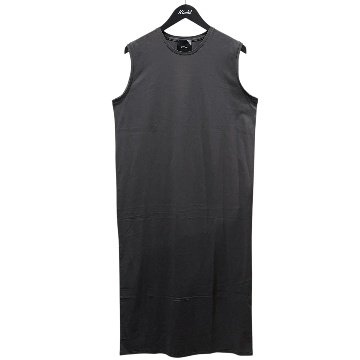 【中古】 ATON　 ノースリーブロングワンピース SUVIN 60／2 TANK TOP DRESS スビン60／2 タンクトップドレス 416932 グレー サイズ：02 【040426】（エイトン）