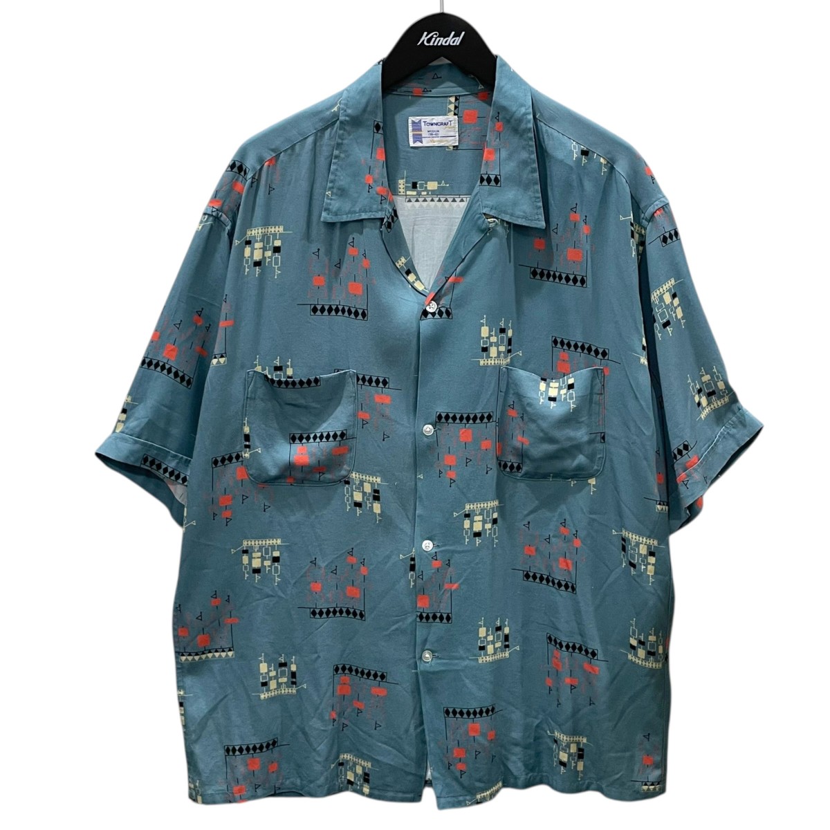 【中古】TOWN CRAFT×B：MING by BEAMS 25SS 明けっ広げ色合い半袖プルオーバー 刷り上げる 人絹 プルオーバー 92-01-0211-049 スカイブルー・ネオンオレンジ・ブラック他 大きさ：M 【040426】（町手工芸品）