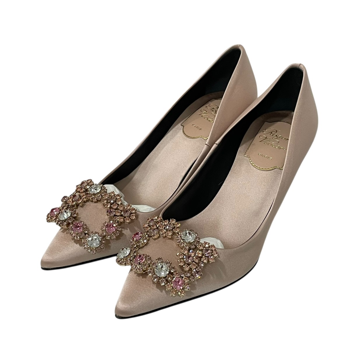 【中古】 Roger Vivier　 エフロレッセンス サテンパンプス ピンク サイズ：35 【040426】（ロジェ ヴィヴィエ）
