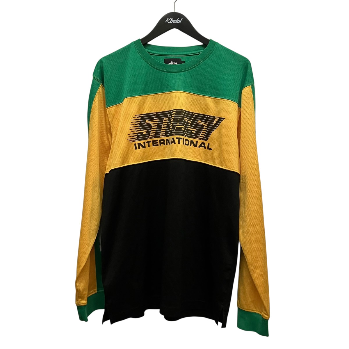 【中古】 stussy　 ロゴメッシュカットソー イエロー×グリーン×ブラック サイズ：XL 【040426】（ステューシー）