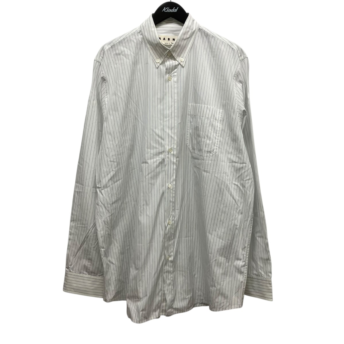 【中古】 MARNI　 ボタンダウンストライプシャツ CUMU0051A0 S44693 ホワイト サイズ：44 【040426】（マルニ）