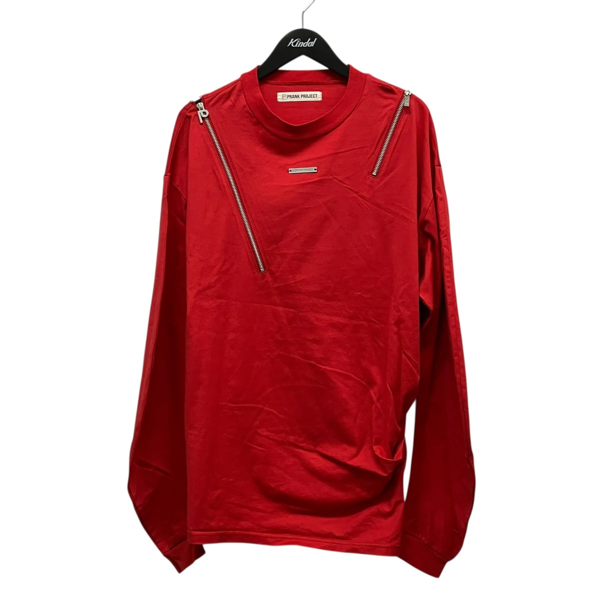 【中古】PRANK PROJECT Asymmetric Draped Zip Top ジップデザインカットソー 31251415104 赤いこと 大いさ：Free 【040426】（プランクプロジェクト）