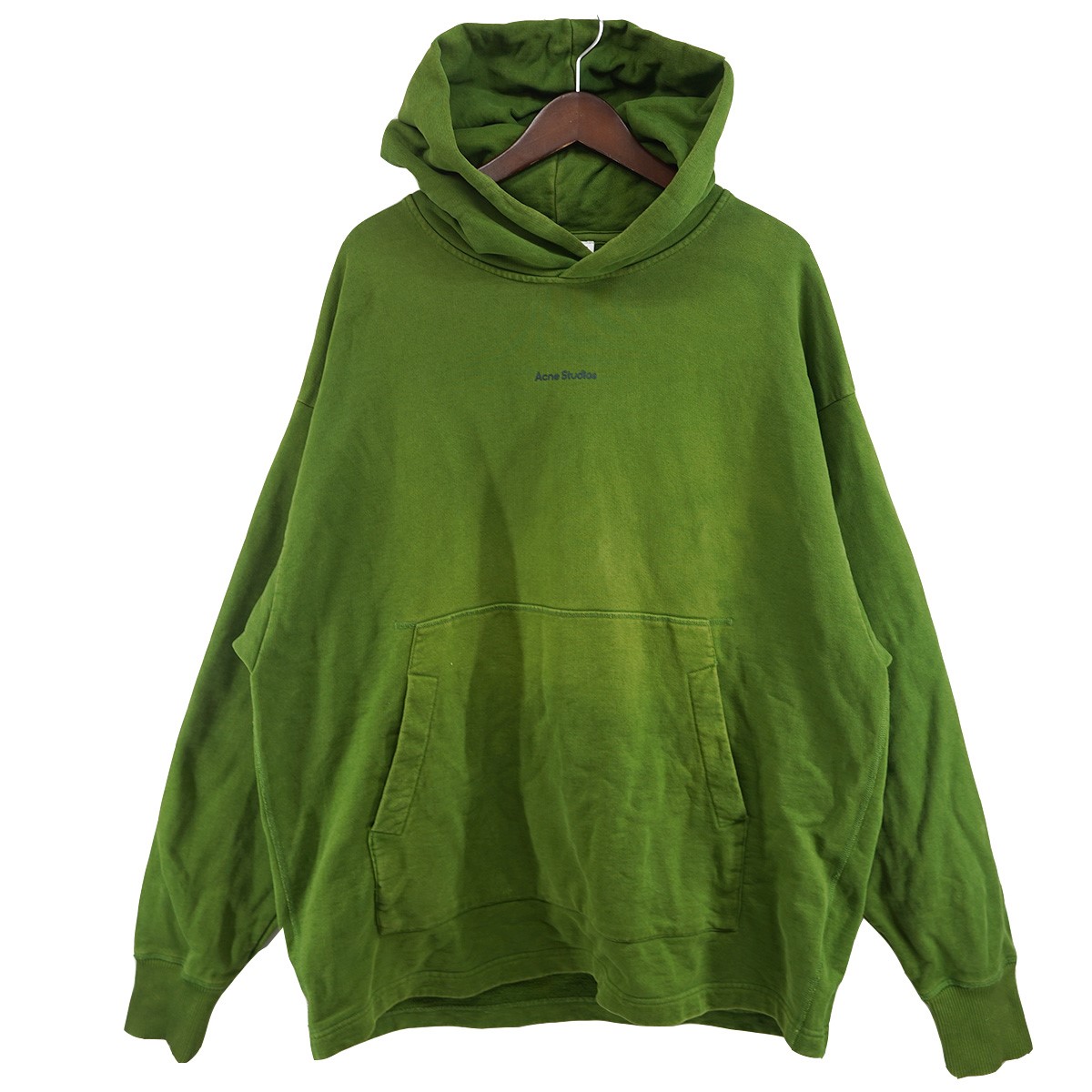 【中古】ACNE STUDIOS FRANKLIN H STAMP フランクリン スタンプ ロゴ Faded wash フェード加工 プルオーバーパーカー グリーン サイズ:XS(オーバーサイズ) 【030426】(アクネストゥディオズ)|ブランド古着のカインドオル