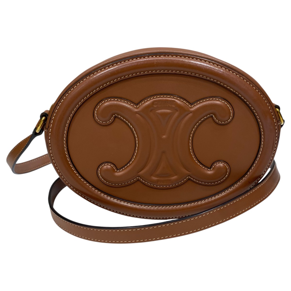 【中古】 CELINE　 オーバルパース キュイル トリオンフ ブラウン 【030426】（セリーヌ）