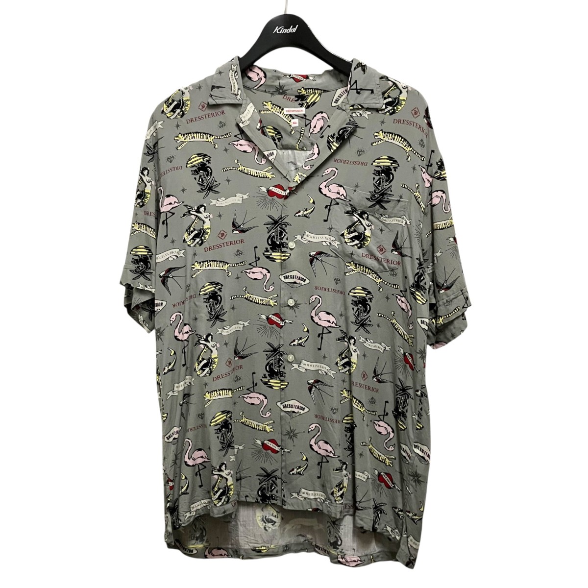 【中古】 DRESSTERIOR　 総柄半袖シャツ 086 86106 グレー サイズ：XL 【050426】（ドレステリア）