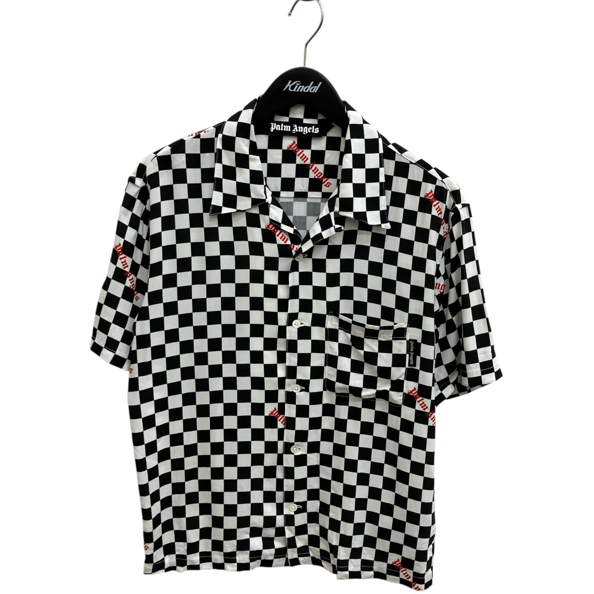 【中古】 Palm Angels　 半袖シャツ PMGA110F22FAB010 ブラック×ホワイト サイズ：44 【050426】（パームエンジェルス）