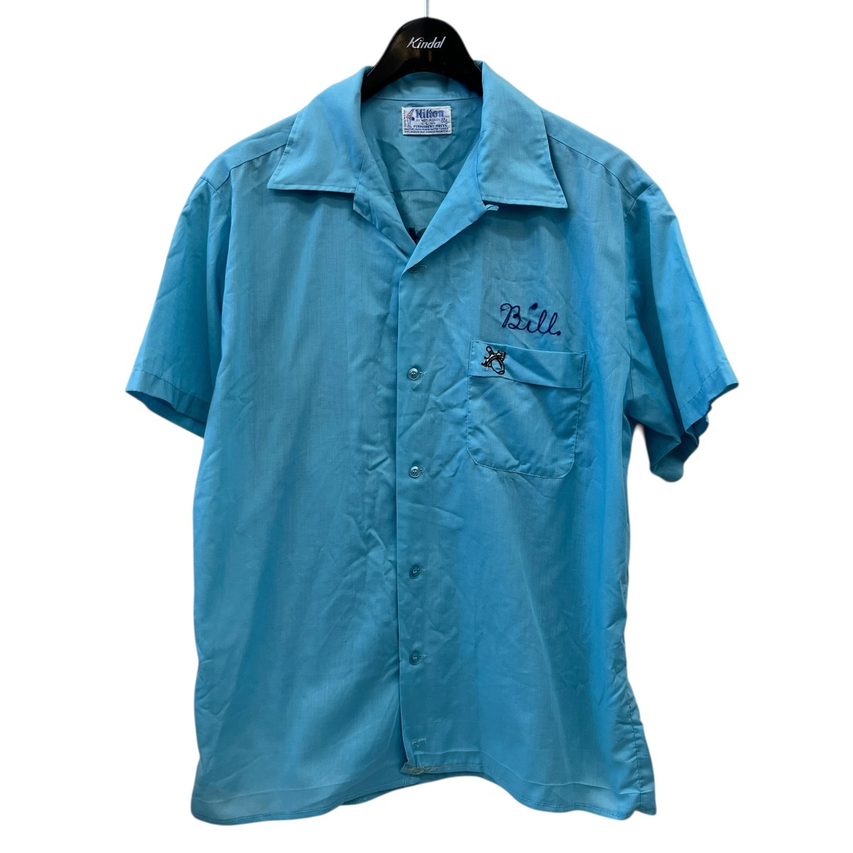 【中古】 Hilton　 70’ｓ vintage ボーリングシャツ スカイブルー サイズ：L 【050426】（ヒルトン）