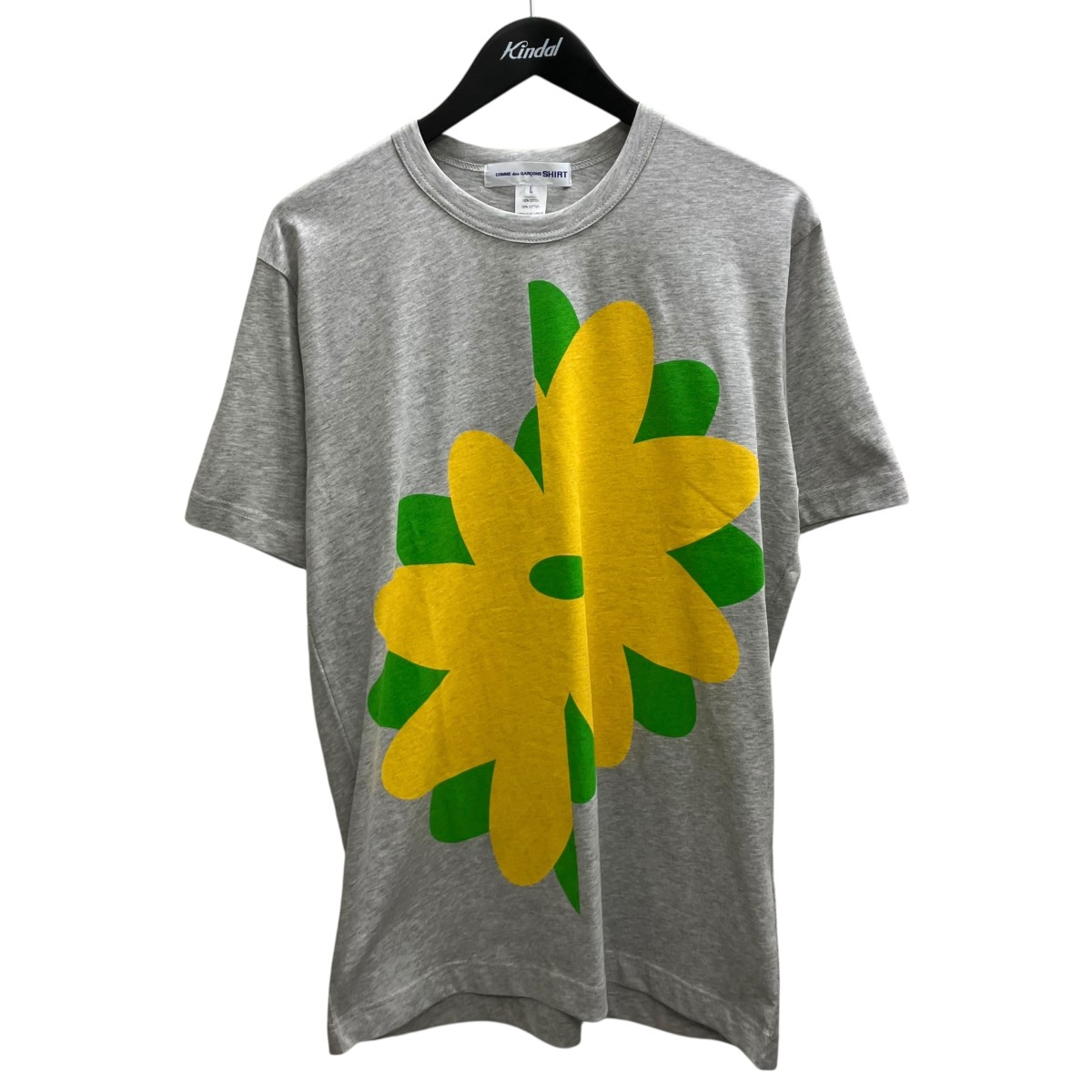【中古】 COMME des GARCONS SHIRT　 プリントTシャツ ライトグレー サイズ：L 【050426】（コムデギャルソンシャツ）