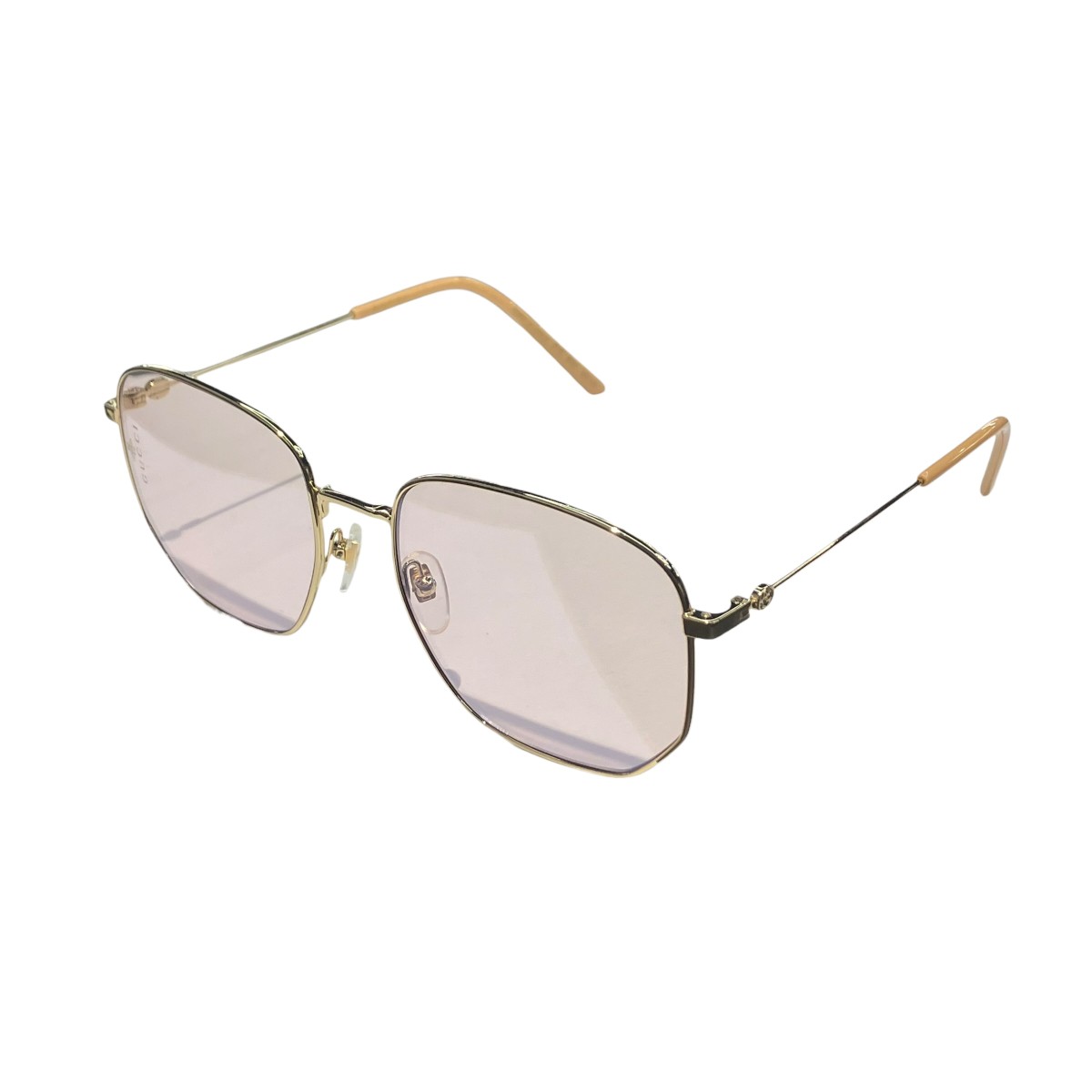 【中古】 GUCCI　 ケース インターロッキング ゴールド ベージュ メタル サングラス ゴールド サイズ：56□18-140 【050426】（グッチ）