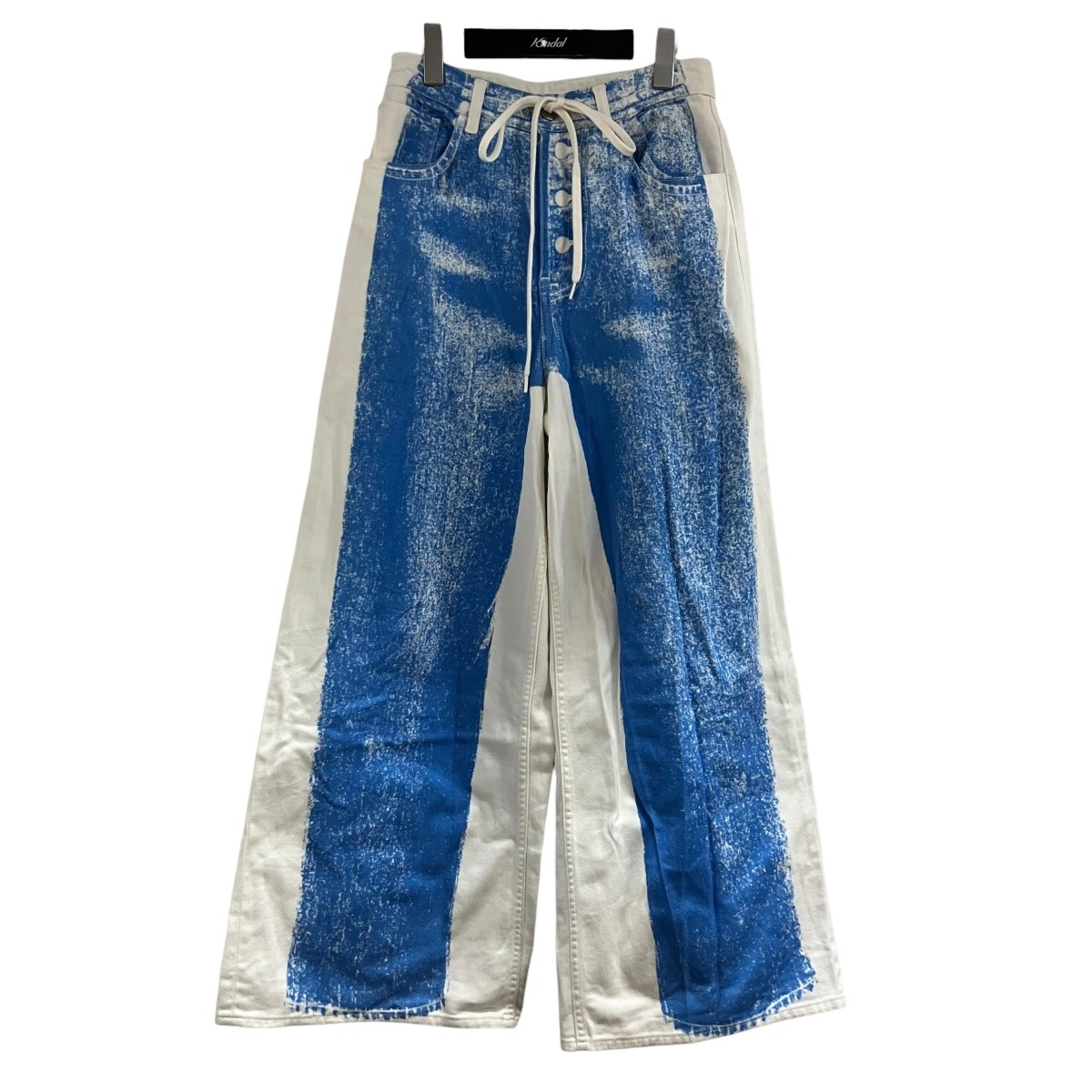 【中古】MM6 Maison Margiela トロンプイユワイドパンツ 青色×白いこと 大きさ：36 【270526】（マルタンマルジェラ）