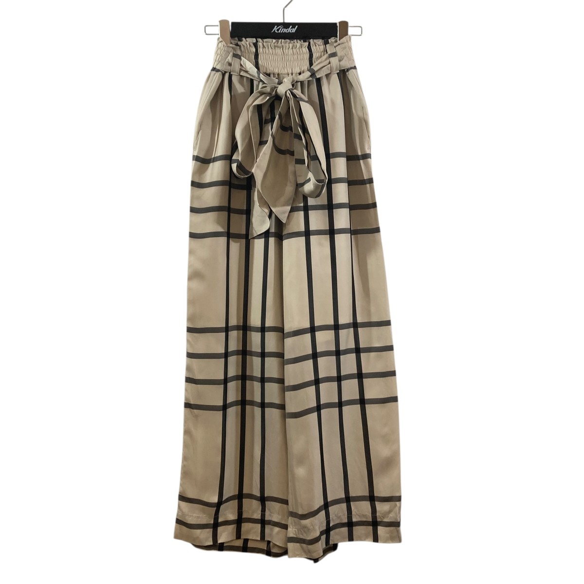 【中古】 HYKE　 23AW CUPRO CHECK WIDE LEG PANTS チェックパンツ 232-13261 ベージュ サイズ：1 【050426】（ハイク）