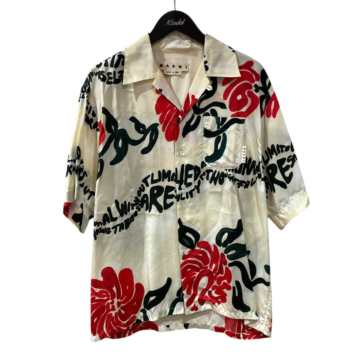 【中古】 MARNI 22SS 半袖シャツ CUMU0213A0S53973 アイボリー×レッド サイズ:44 【050426】(マルニ)
