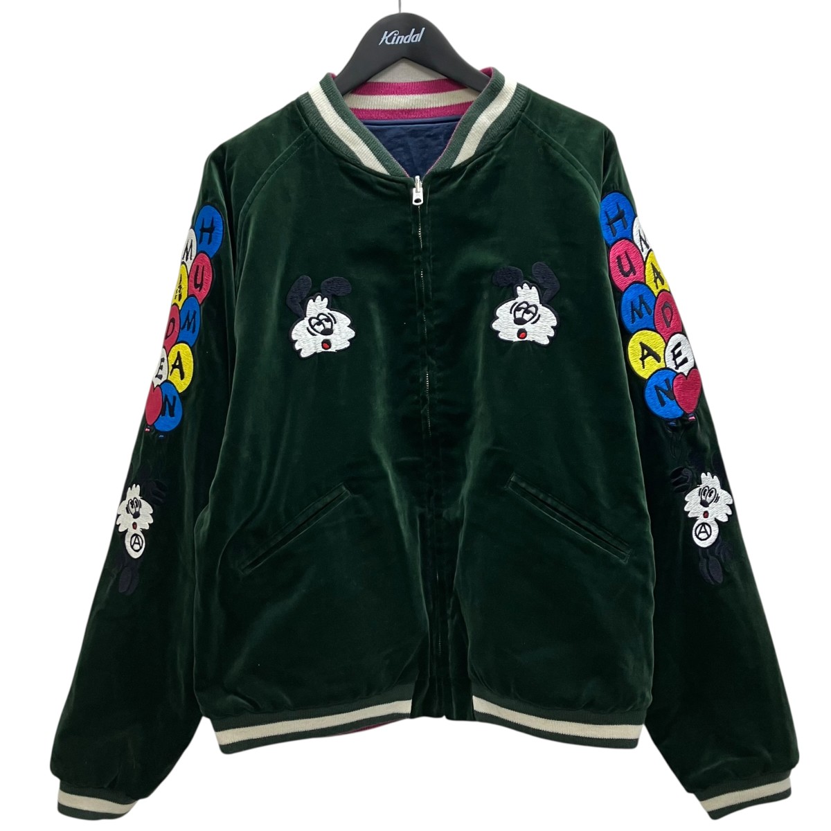 【中古】 HUMAN MADE　 VERDY VICK YOKOSUKA JACKET リバーシブルジャケット／スーベニアジャケット グリーン×ネイビー サイズ：L 【060426】（ヒューマンメイド）