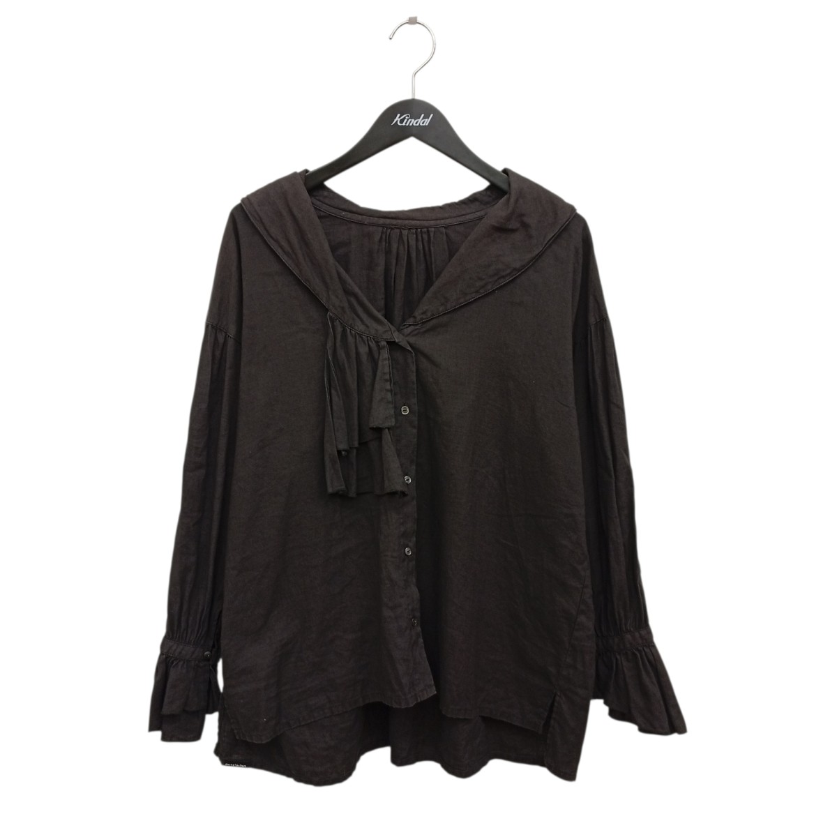 【中古】 nest Robe　 リネンコットン ブラウス 01222-1227 ブラウン サイズ：F 【060426】（ネストローブ）