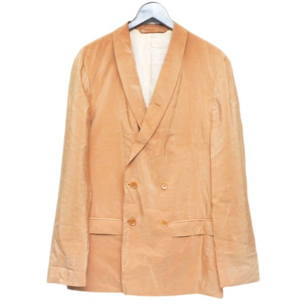 【中古】 LEMAIRE　 2020SS　DOUBLE BREASTED JACKET　シルクダブルジャケット　テーラードジャケット　X 193 JA133 LF208 ブラウン サイズ：XS 【060426】（ルメール）
