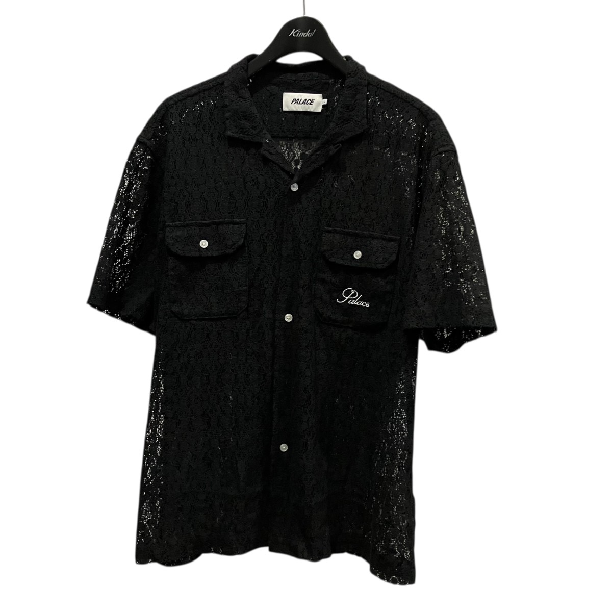 【中古】PALACE LACE SHIRT スピード競技プルオーバー 黒いこと 大いさ：L 【170526】（九重の天） トップス-その他
