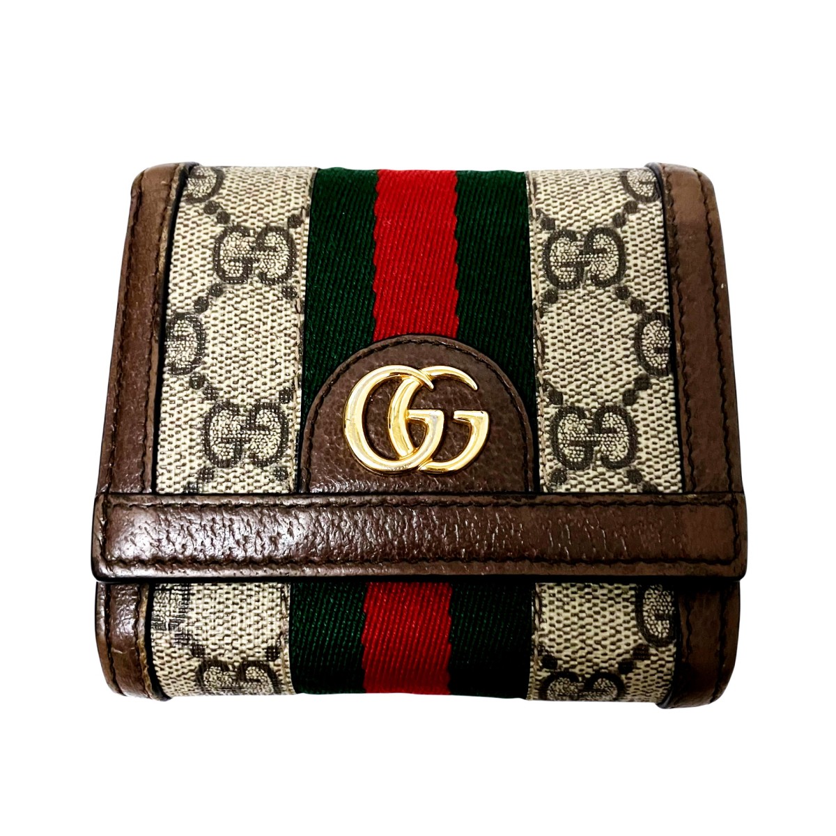 【中古】GUCCI GGスプリーム 2つ折り財布 598662・534563 ブラウン 【070426】(グッチ)|ブランド古着のカインドオル